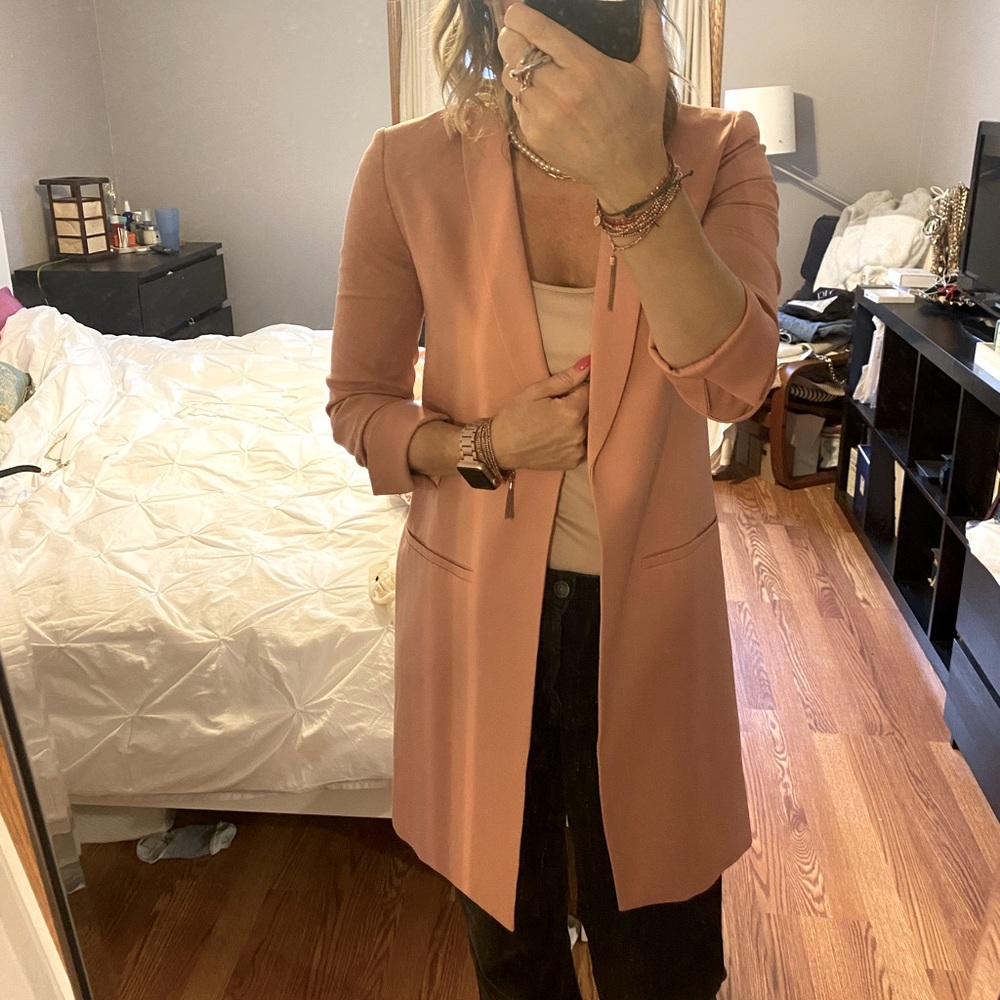 Stunning peach colored Alice and Olivia blazer.